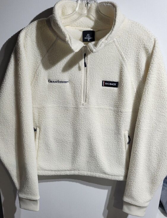 Rhoback Jackets & Blazers - Rhoback Rivanna Jacket Medium Ivory Sherpa Fleece 1/4 Zip Pullover Pockets Warm